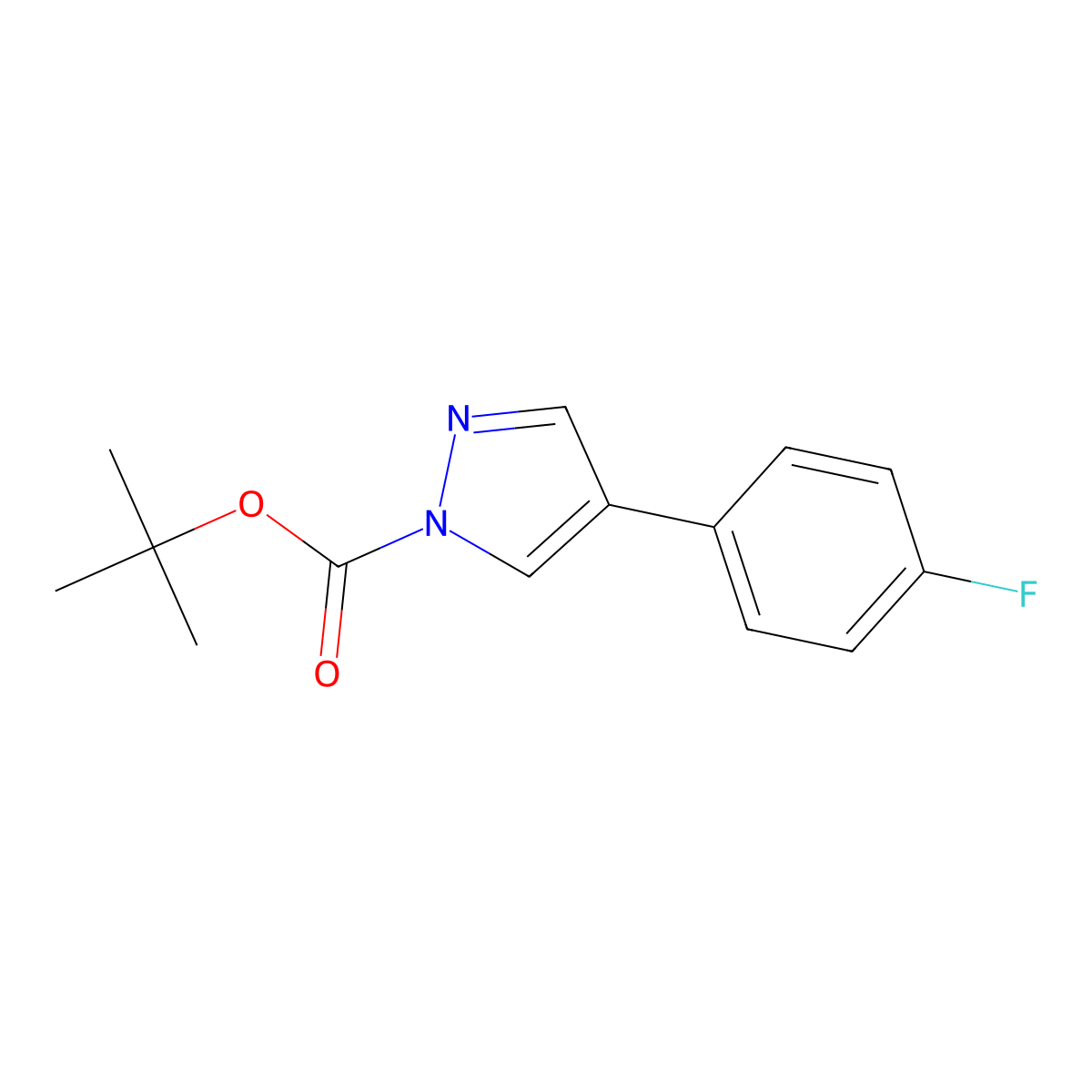 tert-butyl 4-(4-fluorophenyl)-1H-pyrazole-1-carboxylate molecular structure, CAS 2680779-73-9