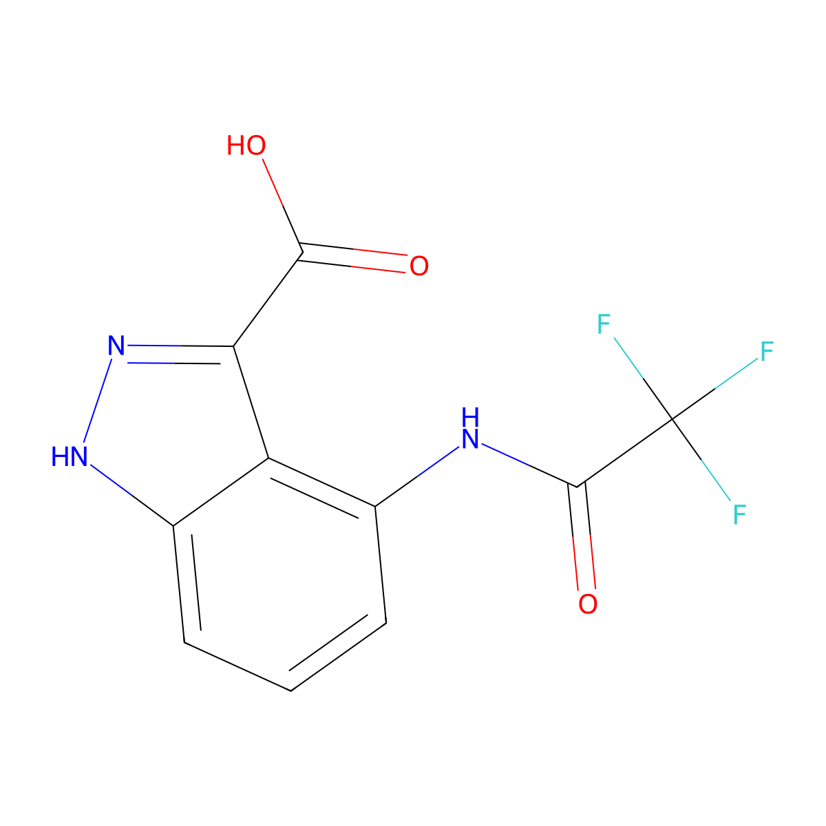 4-(2,2,2-trifluoroacetamido)-1H-indazole-3-carboxylic acid molecular structure, CAS 2680779-74-0
