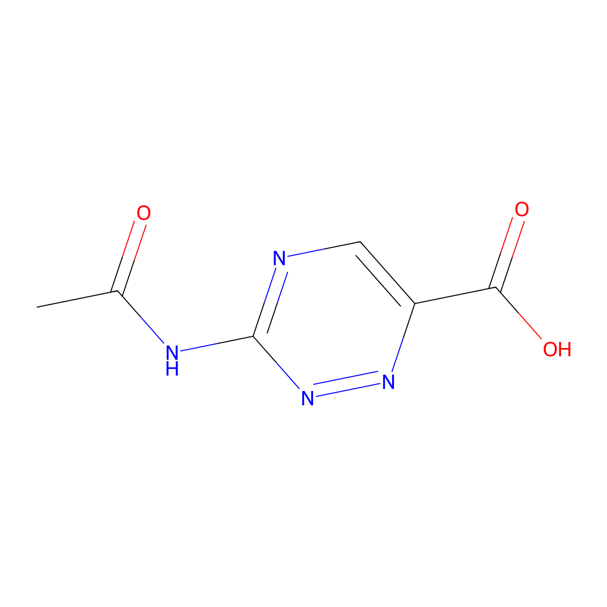 3-Acetamido-1,2,4-triazine-6-carboxylic acid molecular structure, CAS 2680779-80-8