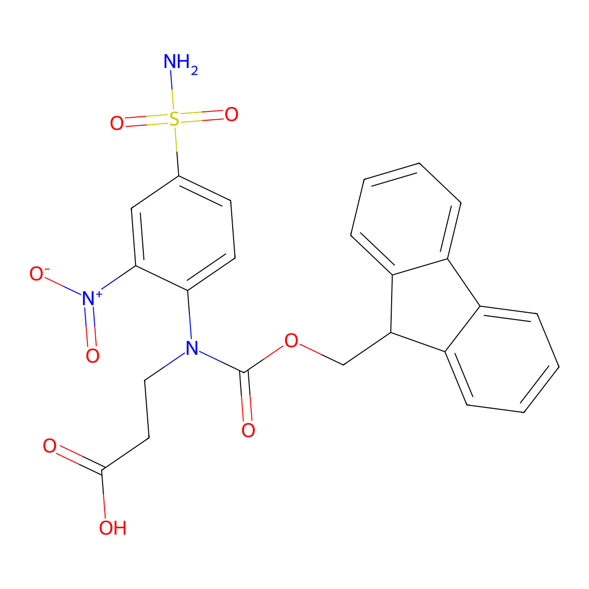 3-({[(9H-fluoren-9-yl)methoxy]carbonyl}(2-nitro-4-sulfamoylphenyl)amino)propanoic acid molecular structure, CAS 2680780-01-0