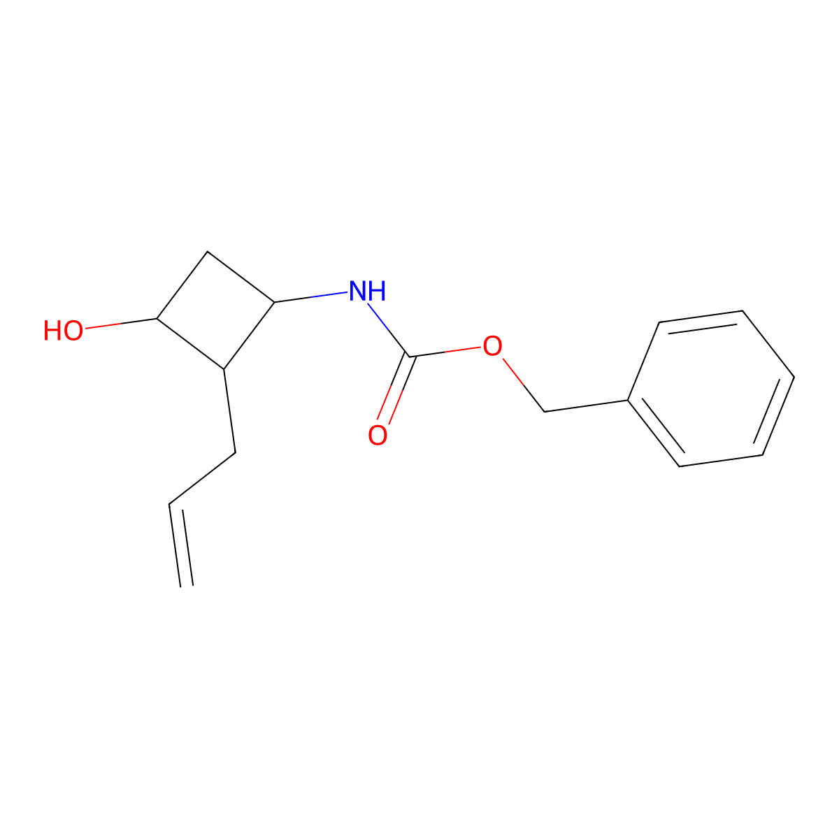 benzyl N-[3-hydroxy-2-(prop-2-en-1-yl)cyclobutyl]carbamate molecular structure, CAS 2680780-08-7