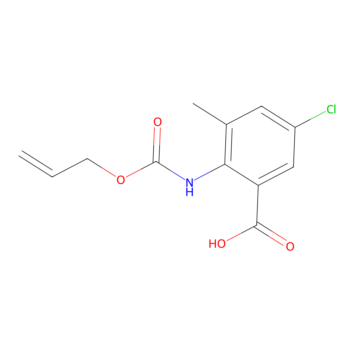 5-Chloro-3-methyl-2-{[(prop-2-en-1-yloxy)carbonyl]amino}benzoic acid molecular structure, CAS 2680780-11-2