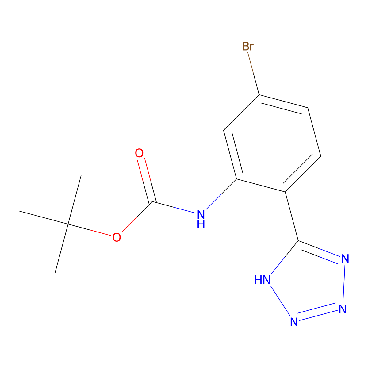 tert-butyl N-[5-bromo-2-(1H-1,2,3,4-tetrazol-5-yl)phenyl]carbamate molecular structure, CAS 2680780-12-3
