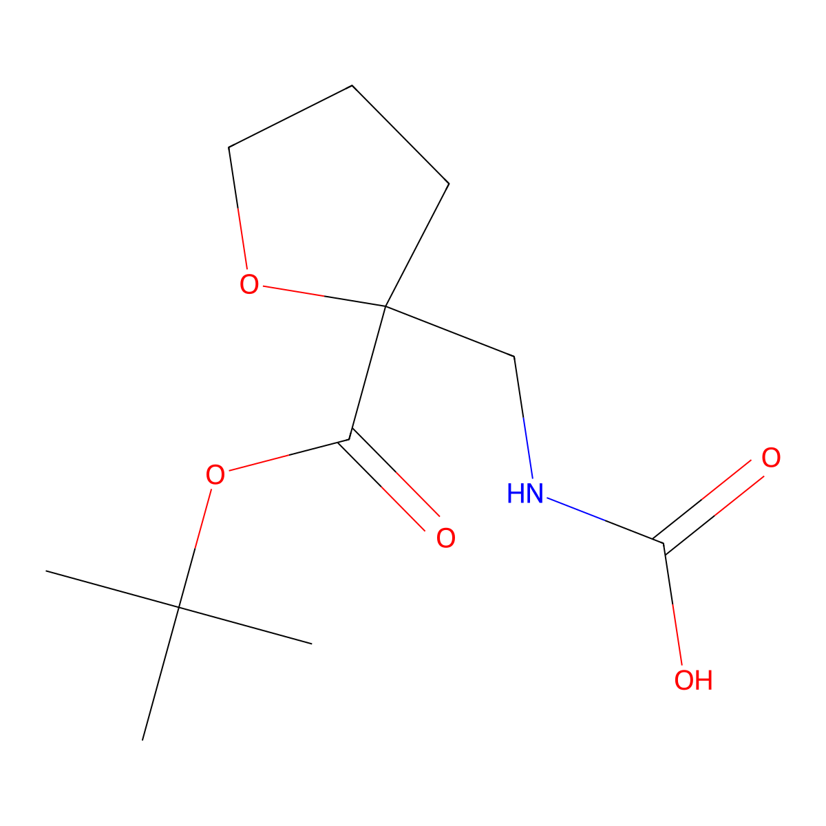 ({2-[(Tert-butoxy)carbonyl]oxolan-2-yl}methyl)carbamic acid molecular structure, CAS 2680780-13-4