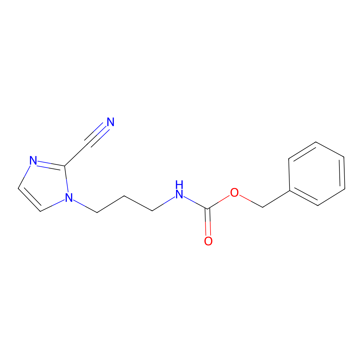 benzyl N-[3-(2-cyano-1H-imidazol-1-yl)propyl]carbamate molecular structure, CAS 2680780-26-9