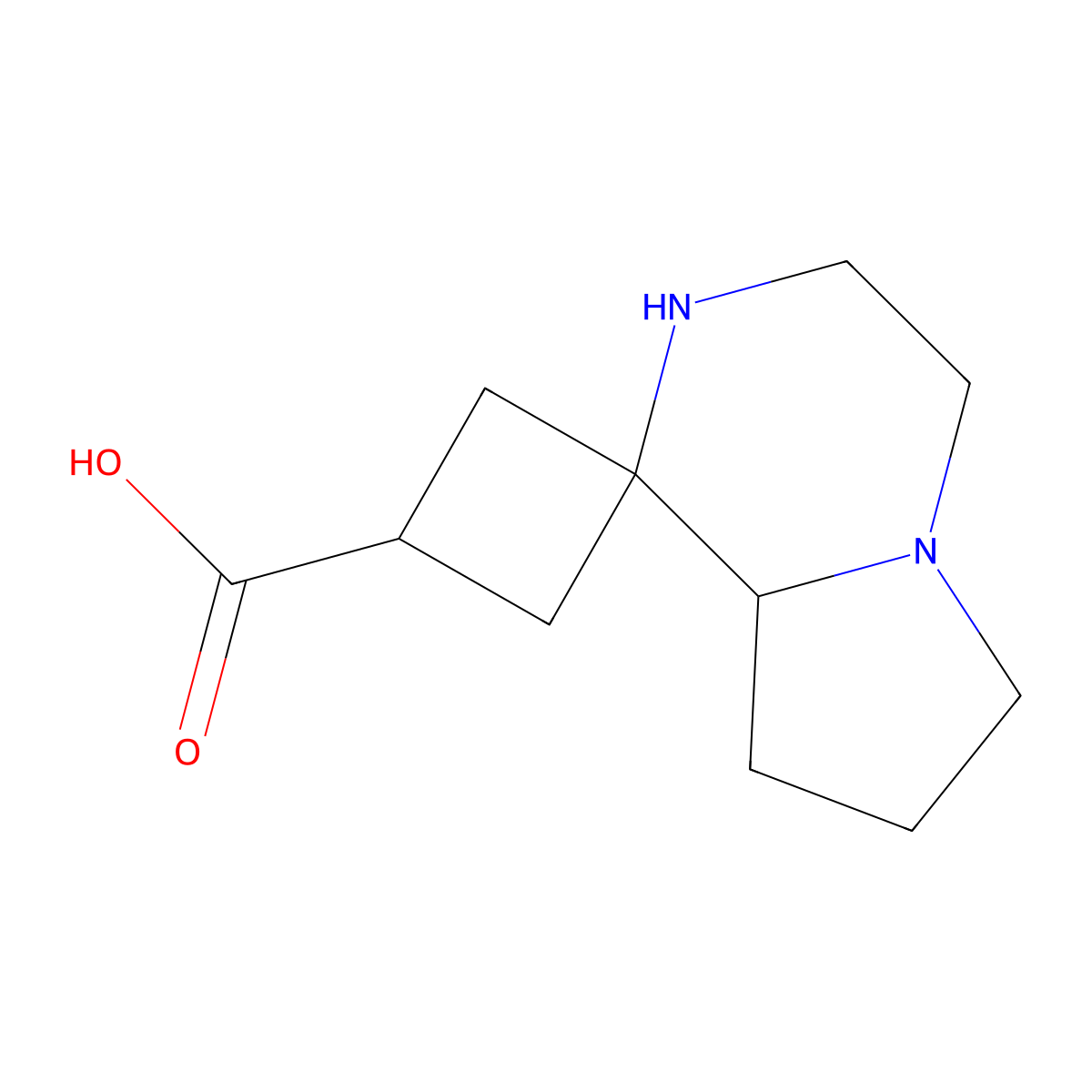 hexahydro-2'H-spiro[cyclobutane-1,1'-pyrrolo[1,2-a]pyrazine]-3-carboxylic acid molecular structure, CAS 2680780-27-0