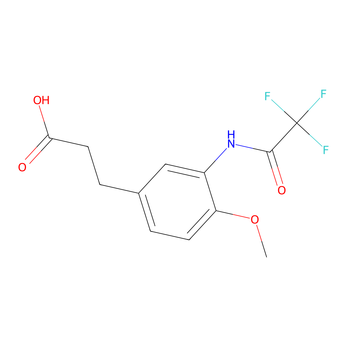 3-[4-Methoxy-3-(2,2,2-trifluoroacetamido)phenyl]propanoic acid molecular structure, CAS 2680780-30-5