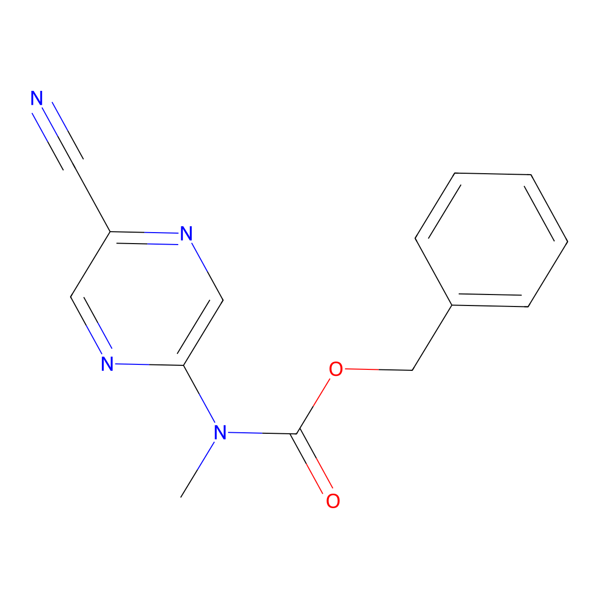 benzyl N-(5-cyanopyrazin-2-yl)-N-methylcarbamate molecular structure, CAS 2680780-32-7