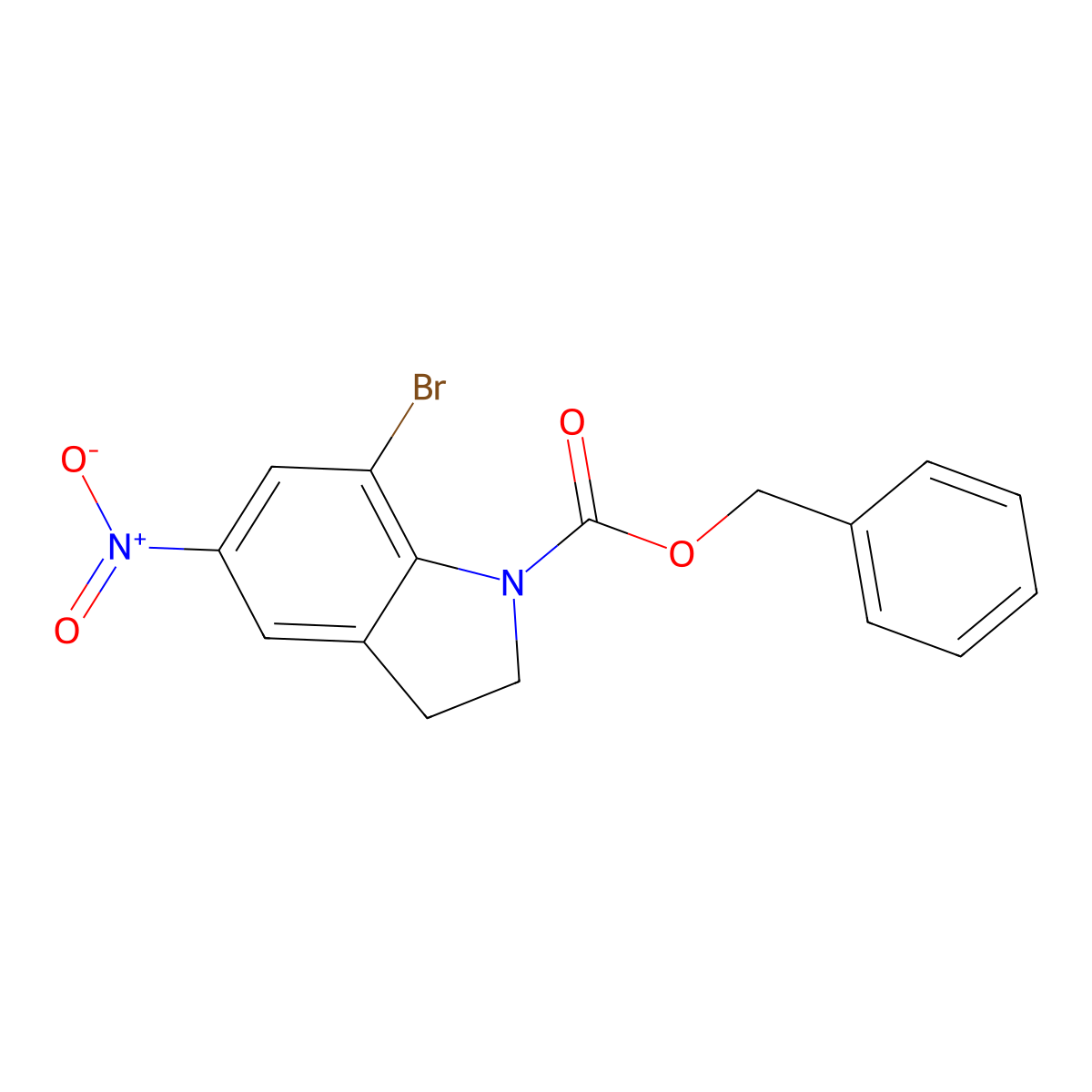 benzyl 7-bromo-5-nitro-2,3-dihydro-1H-indole-1-carboxylate molecular structure, CAS 2680780-39-4