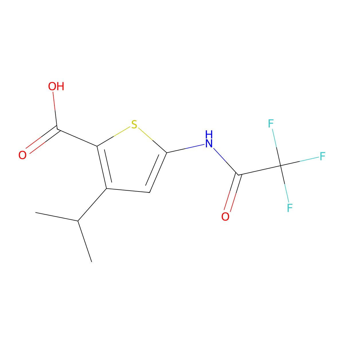3-(Propan-2-yl)-5-(2,2,2-trifluoroacetamido)thiophene-2-carboxylic acid molecular structure, CAS 2680780-42-9