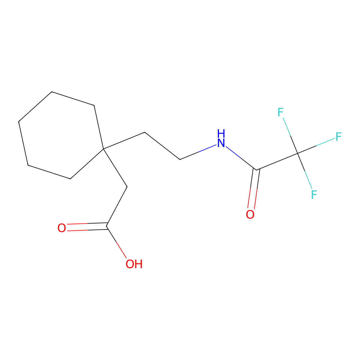 2-{1-[2-(2,2,2-Trifluoroacetamido)ethyl]cyclohexyl}acetic acid molecular structure, CAS 2680780-54-3