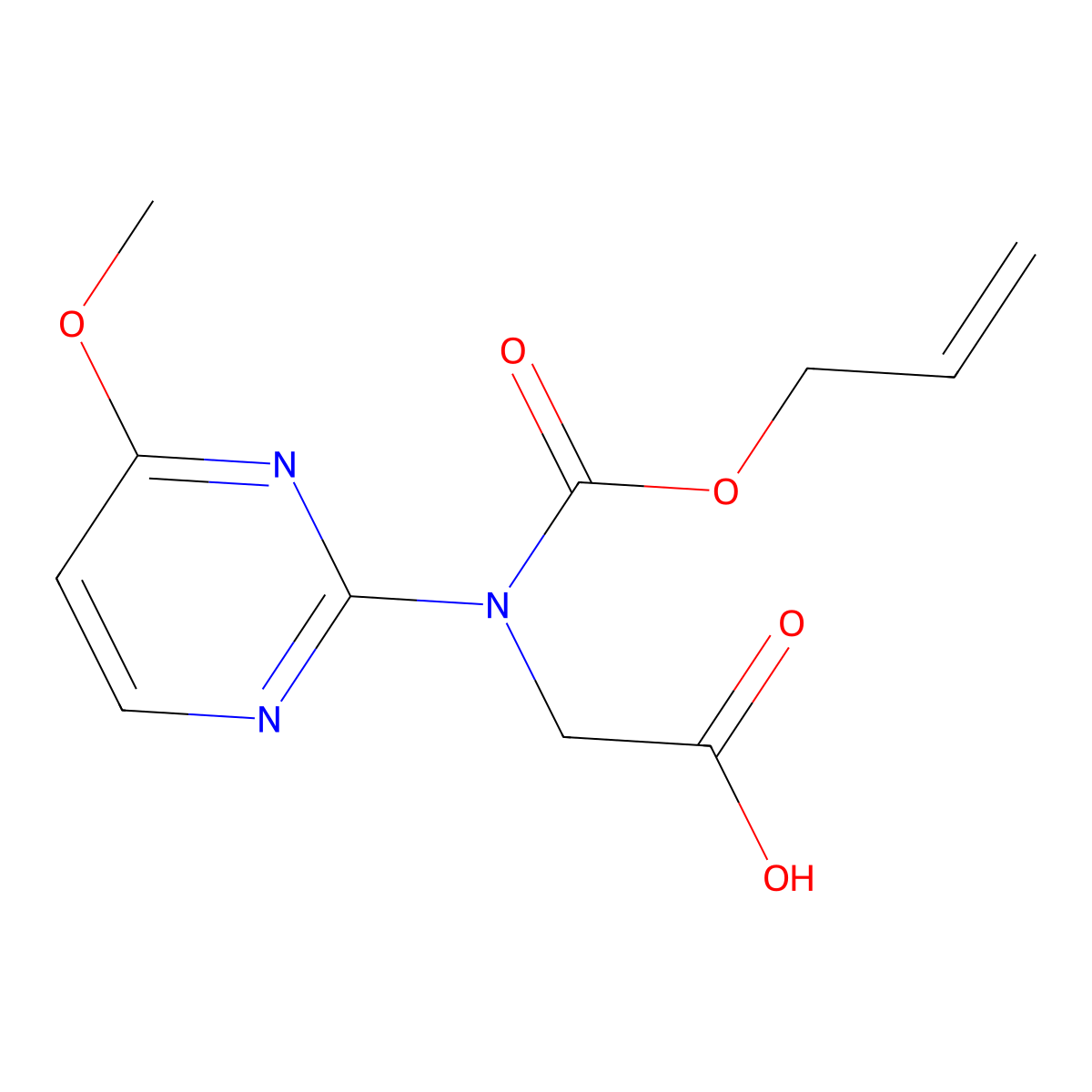 2-[(4-Methoxypyrimidin-2-yl)[(prop-2-en-1-yloxy)carbonyl]amino]acetic acid molecular structure, CAS 2680780-58-7