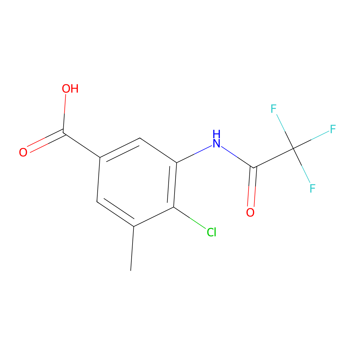4-Chloro-3-methyl-5-(2,2,2-trifluoroacetamido)benzoic acid molecular structure, CAS 2680780-60-1