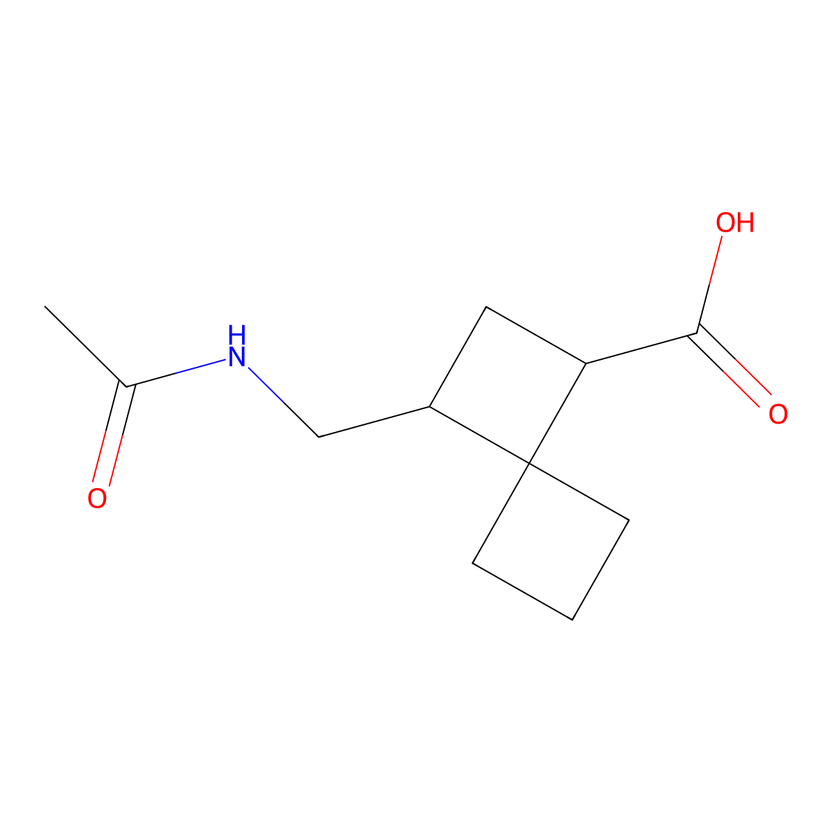 3-(Acetamidomethyl)spiro[3.3]heptane-1-carboxylic acid molecular structure, CAS 2680780-61-2