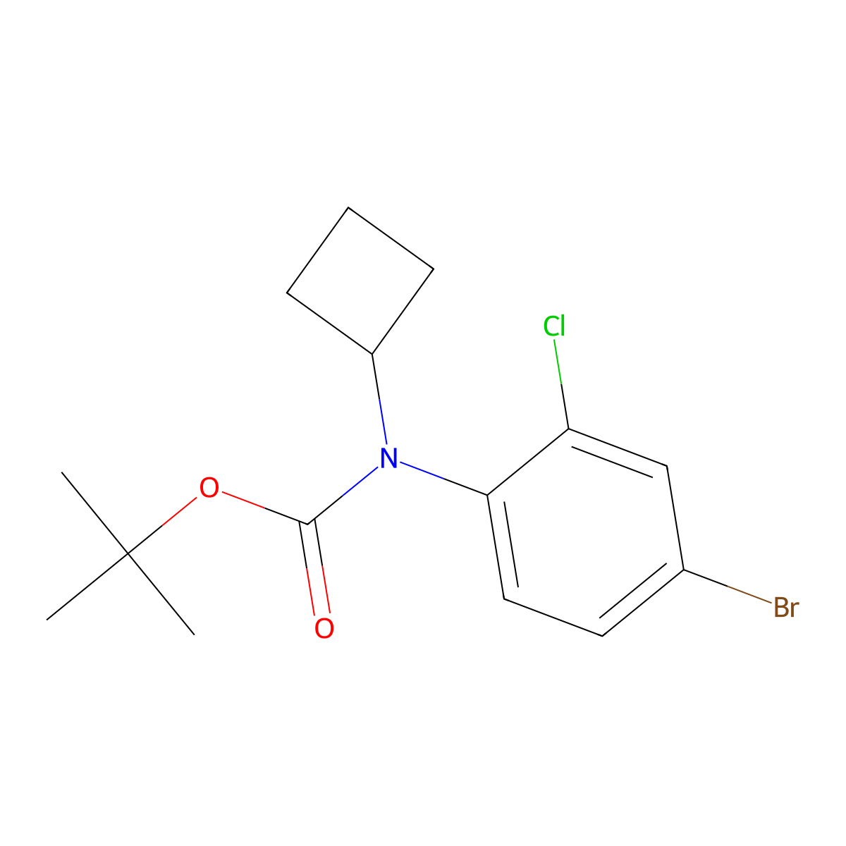 tert-butyl N-(4-bromo-2-chlorophenyl)-N-cyclobutylcarbamate molecular structure, CAS 2680780-62-3