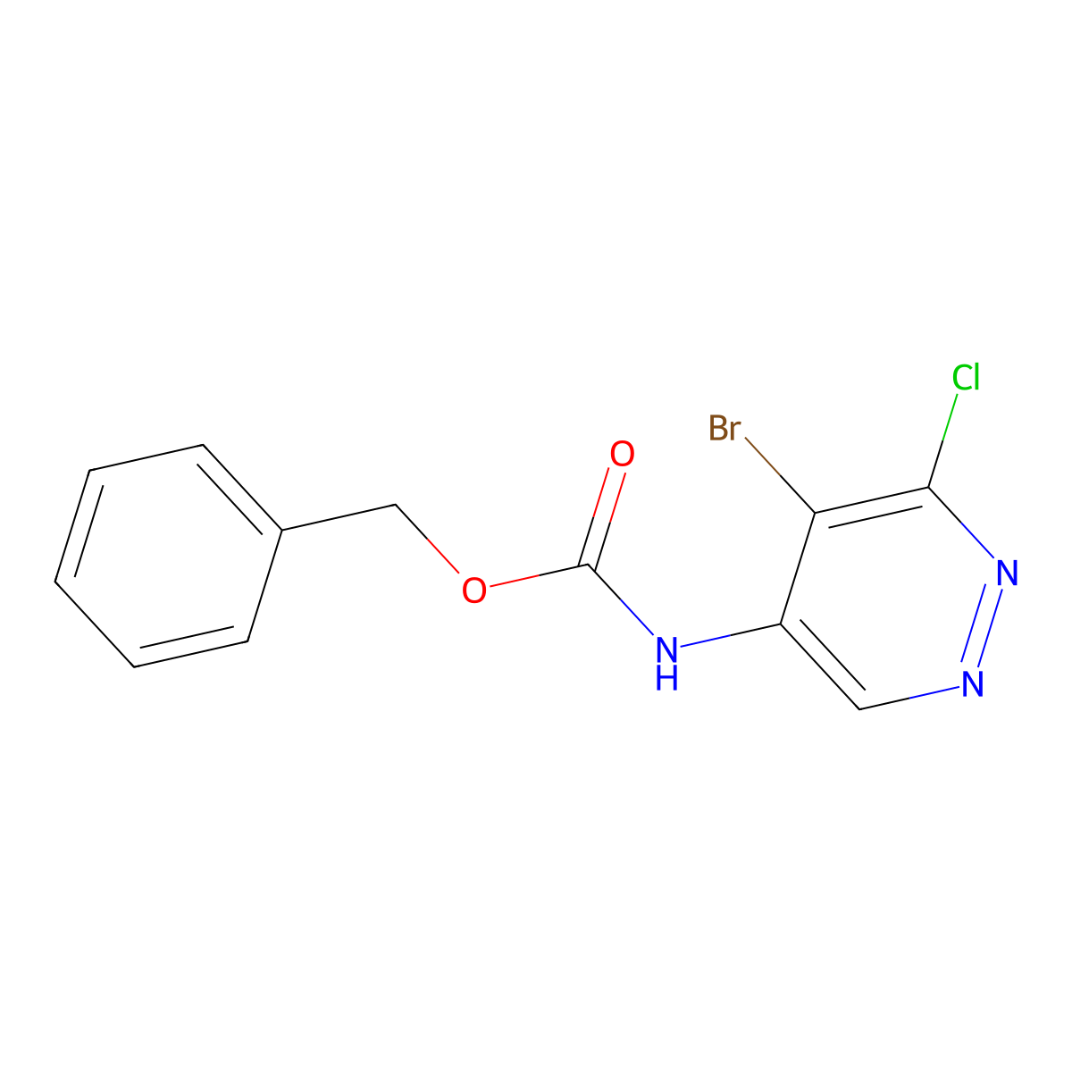 benzyl N-(5-bromo-6-chloropyridazin-4-yl)carbamate molecular structure, CAS 2680780-65-6