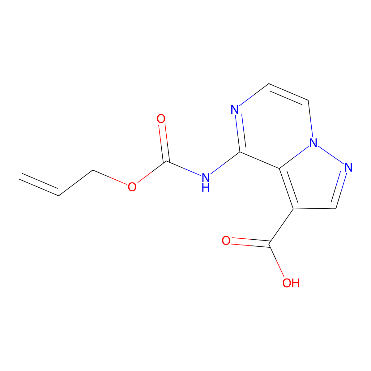 4-{[(Prop-2-en-1-yloxy)carbonyl]amino}pyrazolo[1,5-a]pyrazine-3-carboxylic acid molecular structure, CAS 2680780-80-5