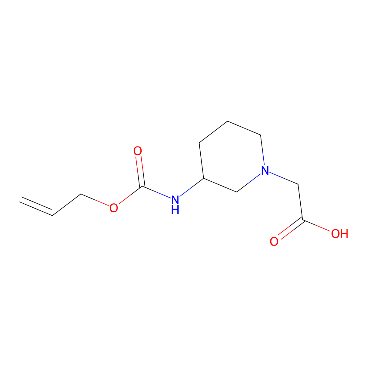 2-(3-{[(Prop-2-en-1-yloxy)carbonyl]amino}piperidin-1-yl)acetic acid molecular structure, CAS 2680780-87-2