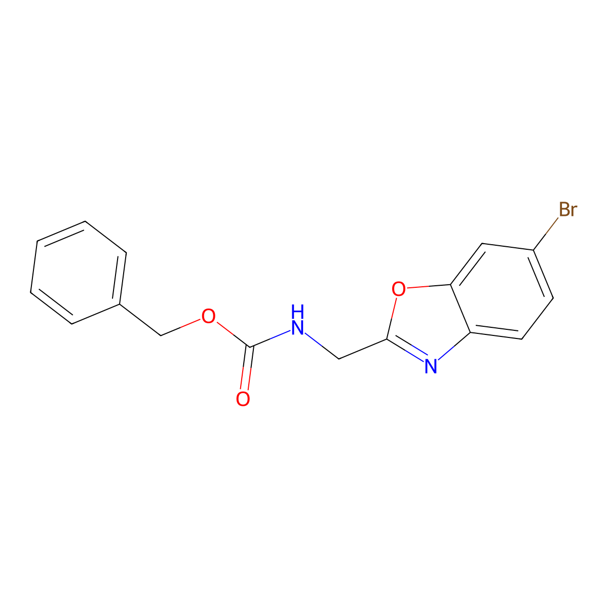 benzyl N-[(6-bromo-1,3-benzoxazol-2-yl)methyl]carbamate molecular structure, CAS 2680780-90-7