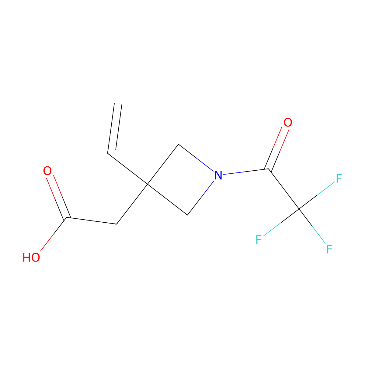 2-[3-Ethenyl-1-(2,2,2-trifluoroacetyl)azetidin-3-yl]acetic acid molecular structure, CAS 2680781-02-4