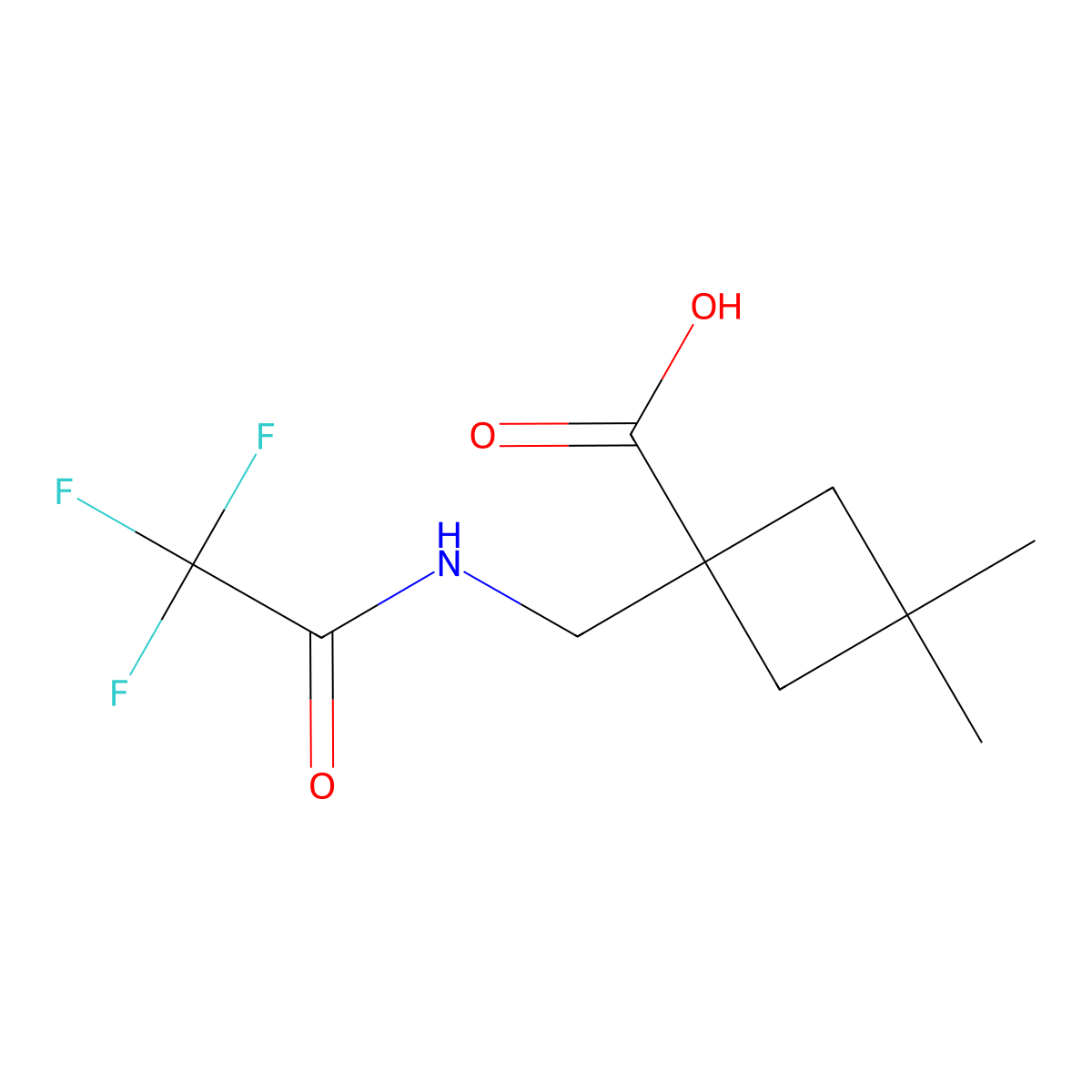 3,3-Dimethyl-1-[(2,2,2-trifluoroacetamido)methyl]cyclobutane-1-carboxylic acid molecular structure, CAS 2680781-05-7