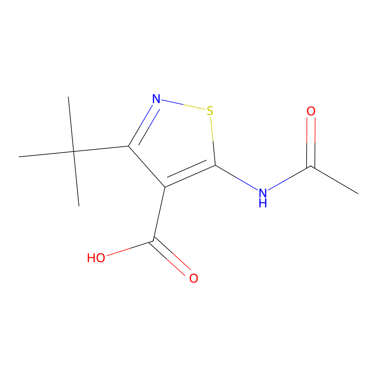 3-Tert-butyl-5-acetamido-1,2-thiazole-4-carboxylic acid molecular structure, CAS 2680781-06-8
