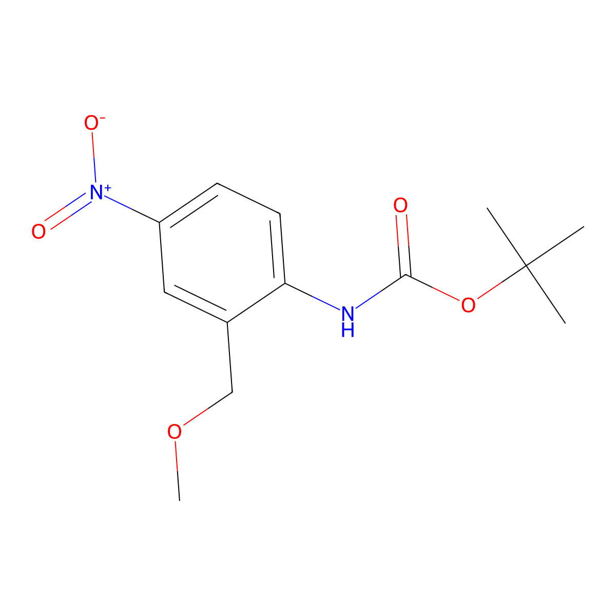 tert-butyl N-[2-(methoxymethyl)-4-nitrophenyl]carbamate molecular structure, CAS 2680781-14-8