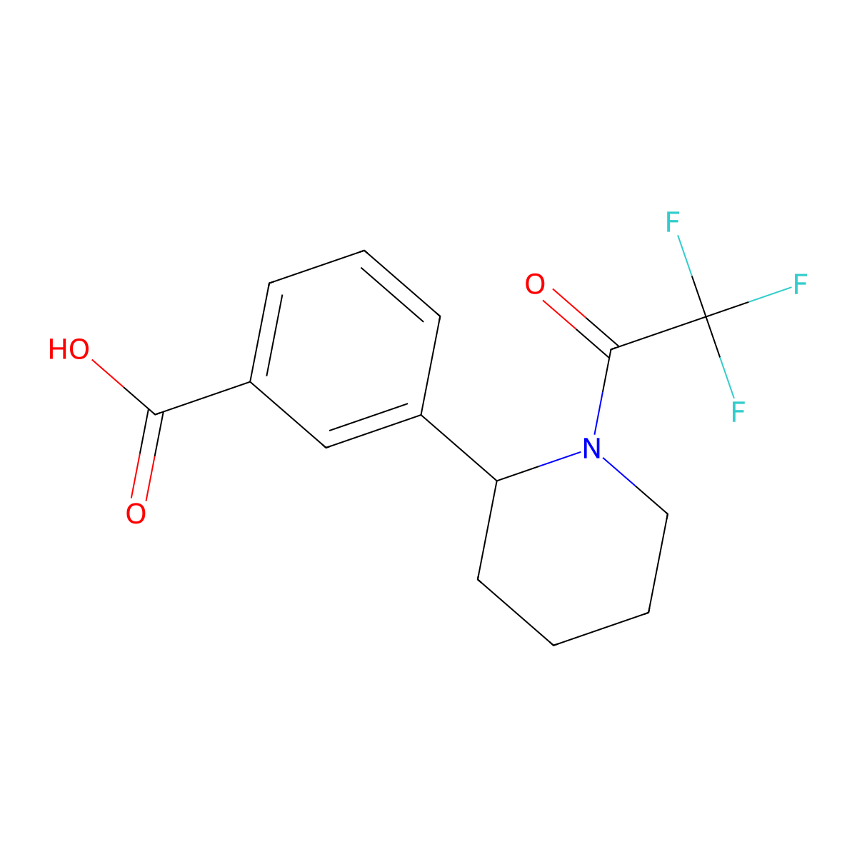 3-[1-(2,2,2-Trifluoroacetyl)piperidin-2-yl]benzoic acid molecular structure, CAS 2680781-16-0