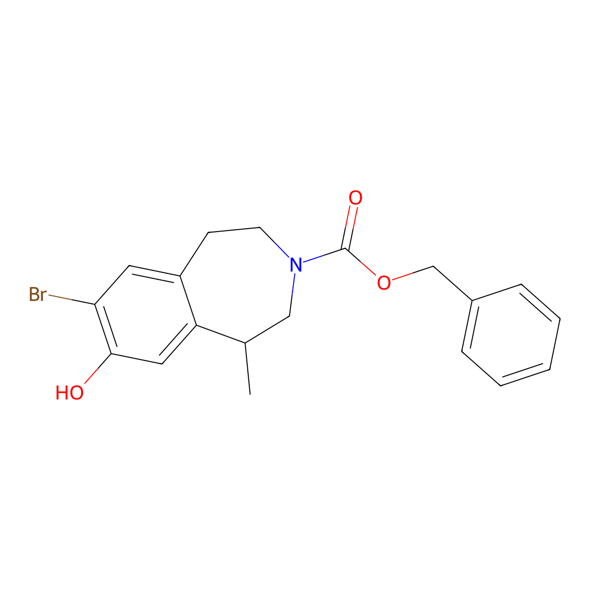 benzyl 7-bromo-8-hydroxy-1-methyl-2,3,4,5-tetrahydro-1H-3-benzazepine-3-carboxylate molecular structure, CAS 2680781-19-3