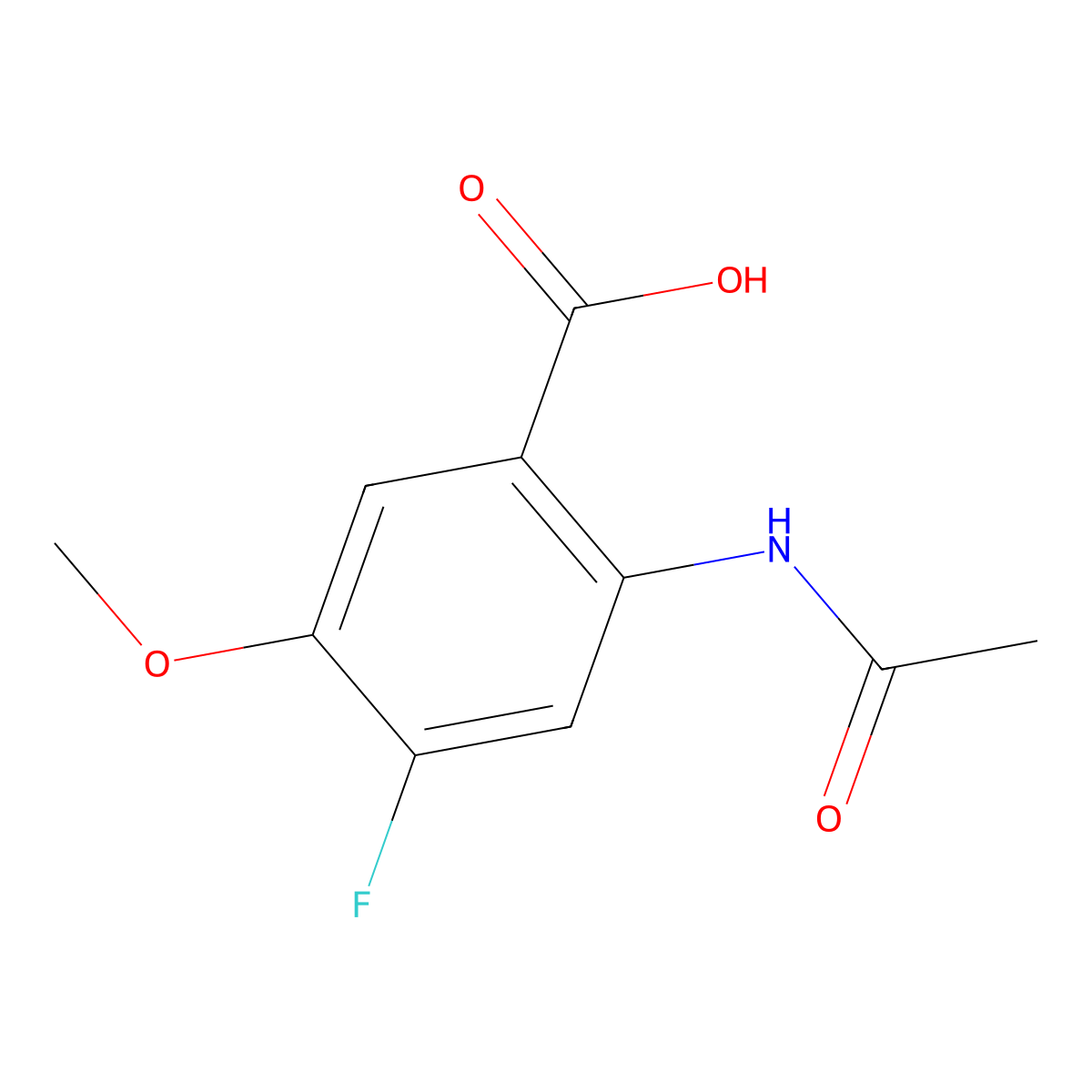 2-Acetamido-4-fluoro-5-methoxybenzoic acid molecular structure, CAS 2680781-43-3