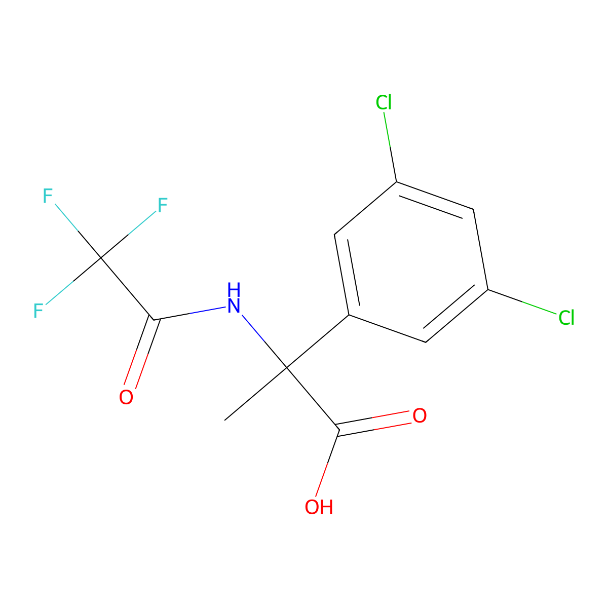 2-(3,5-Dichlorophenyl)-2-(2,2,2-trifluoroacetamido)propanoic acid molecular structure, CAS 2680781-49-9