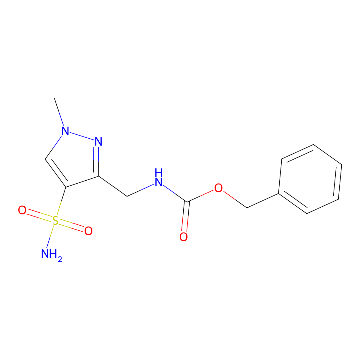 benzyl N-[(1-methyl-4-sulfamoyl-1H-pyrazol-3-yl)methyl]carbamate molecular structure, CAS 2680781-53-5