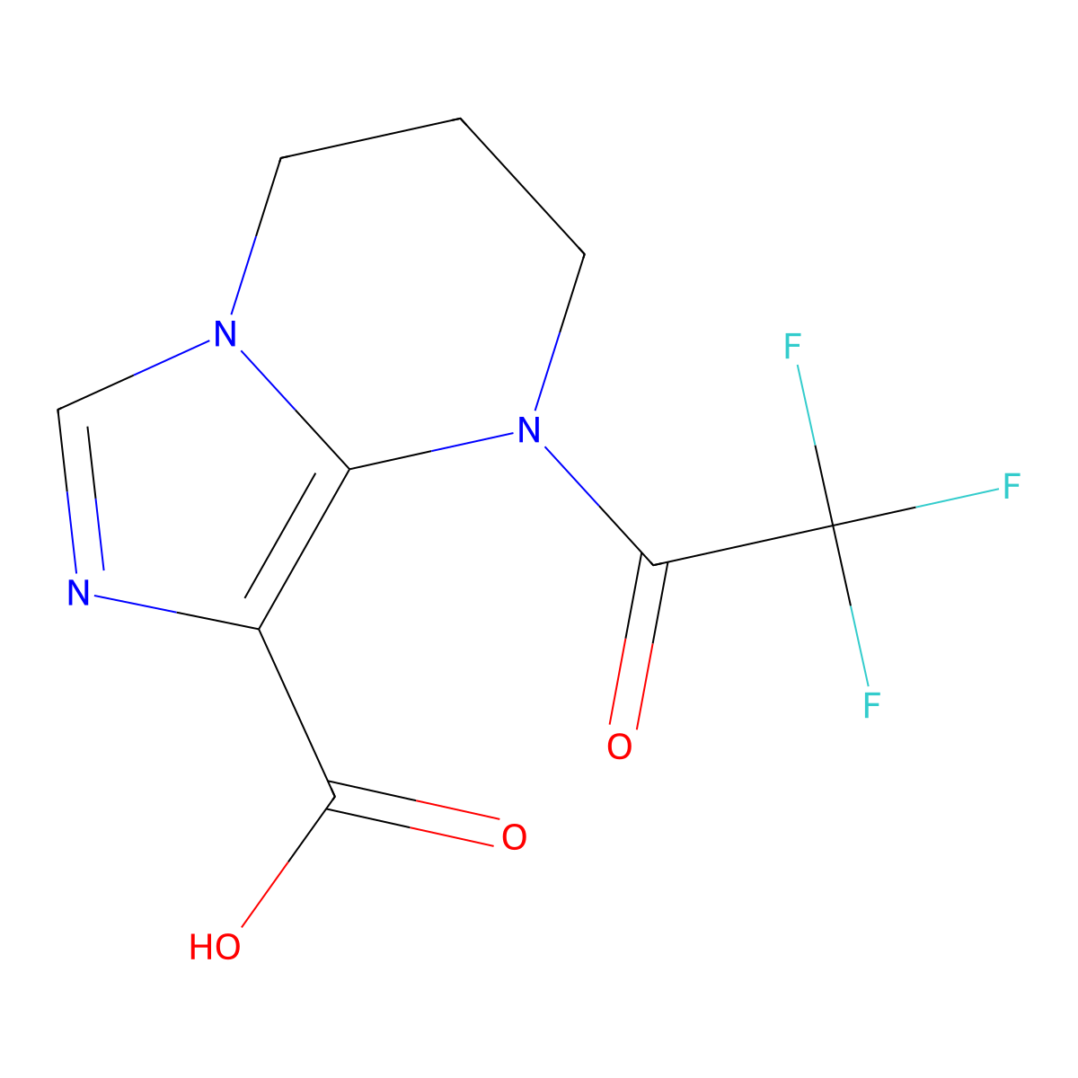 1-(2,2,2-trifluoroacetyl)-1H,2H,3H,4H-imidazo[1,5-a]pyrimidine-8-carboxylic acid molecular structure, CAS 2680781-60-4