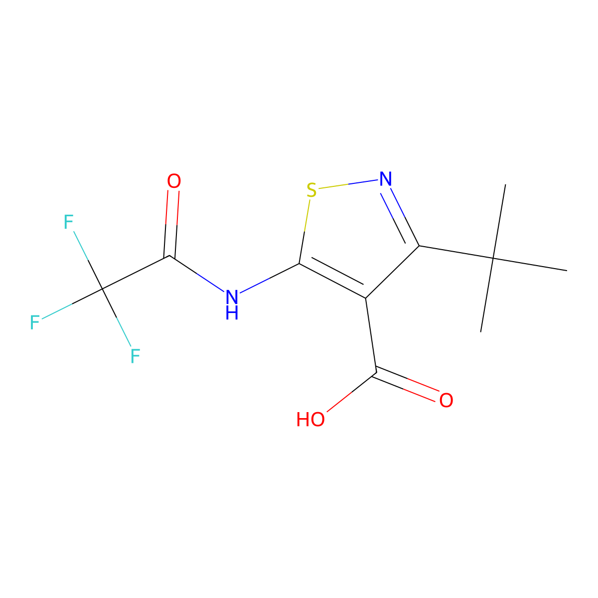 3-Tert-butyl-5-(2,2,2-trifluoroacetamido)-1,2-thiazole-4-carboxylic acid molecular structure, CAS 2680781-63-7