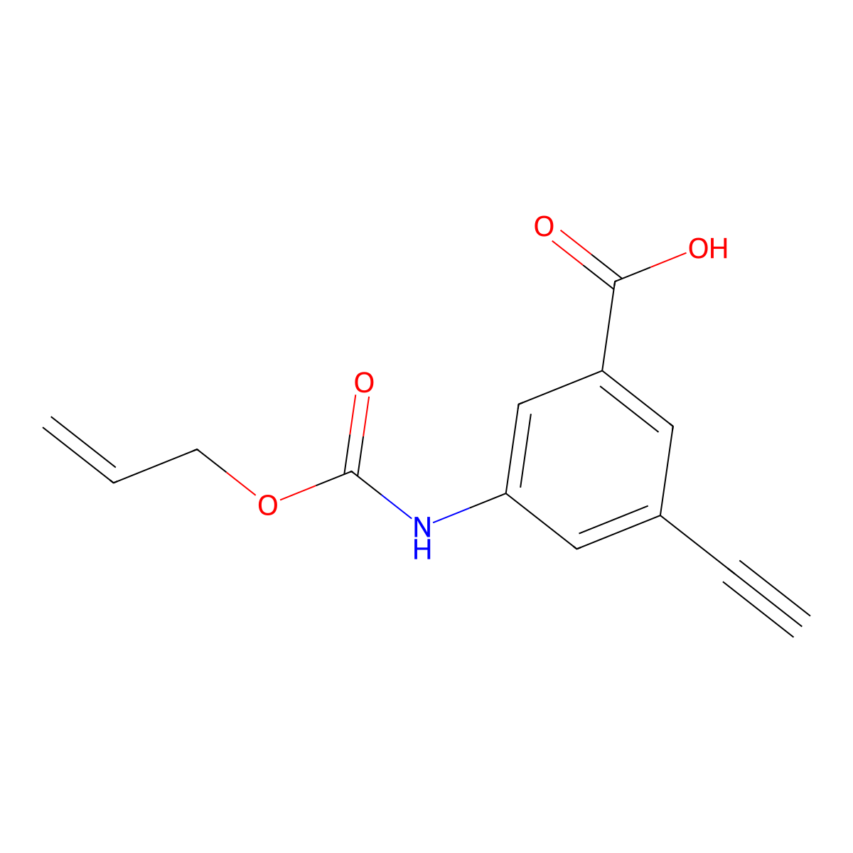 3-Ethynyl-5-{[(prop-2-en-1-yloxy)carbonyl]amino}benzoic acid molecular structure, CAS 2680781-69-3