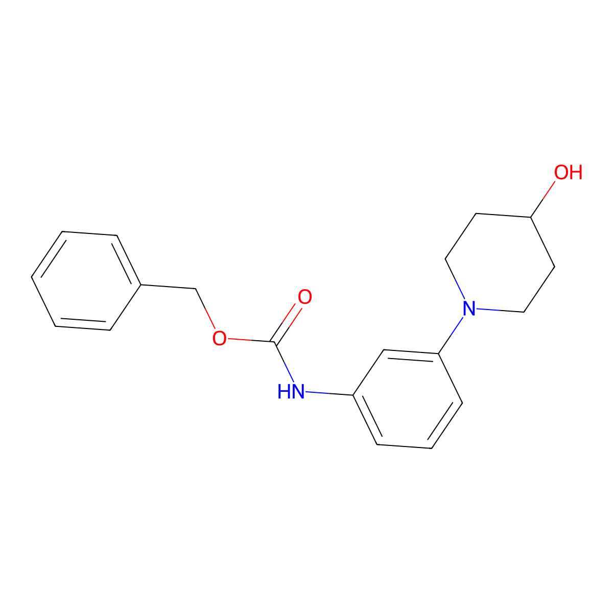 benzyl N-[3-(4-hydroxypiperidin-1-yl)phenyl]carbamate molecular structure, CAS 2680781-71-7