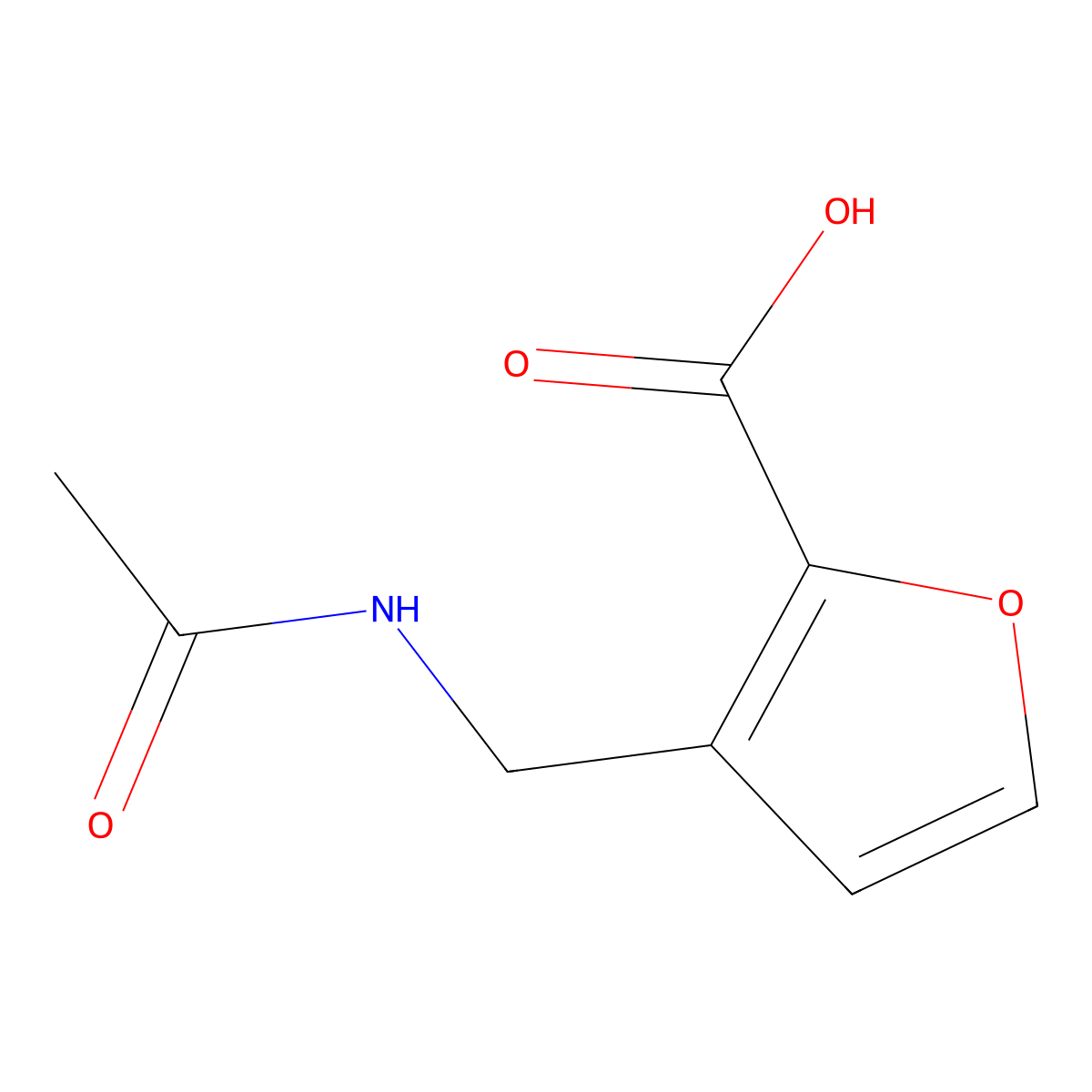3-(Acetamidomethyl)furan-2-carboxylic acid molecular structure, CAS 2680781-77-3