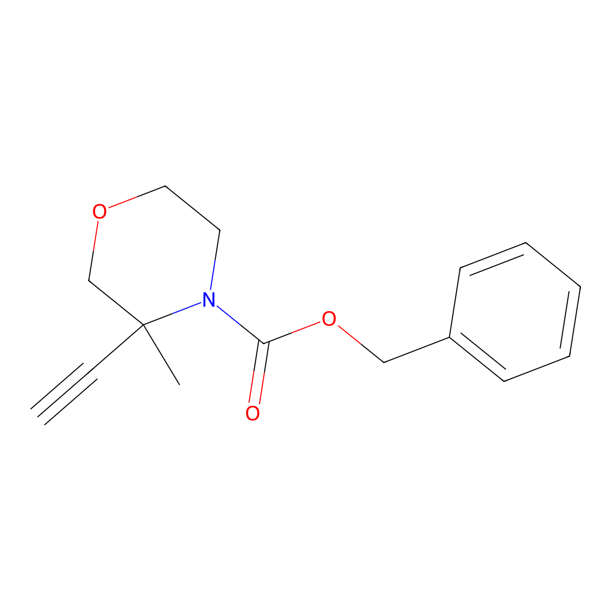 Benzyl 3-ethynyl-3-methylmorpholine-4-carboxylate molecular structure, CAS 2680781-79-5