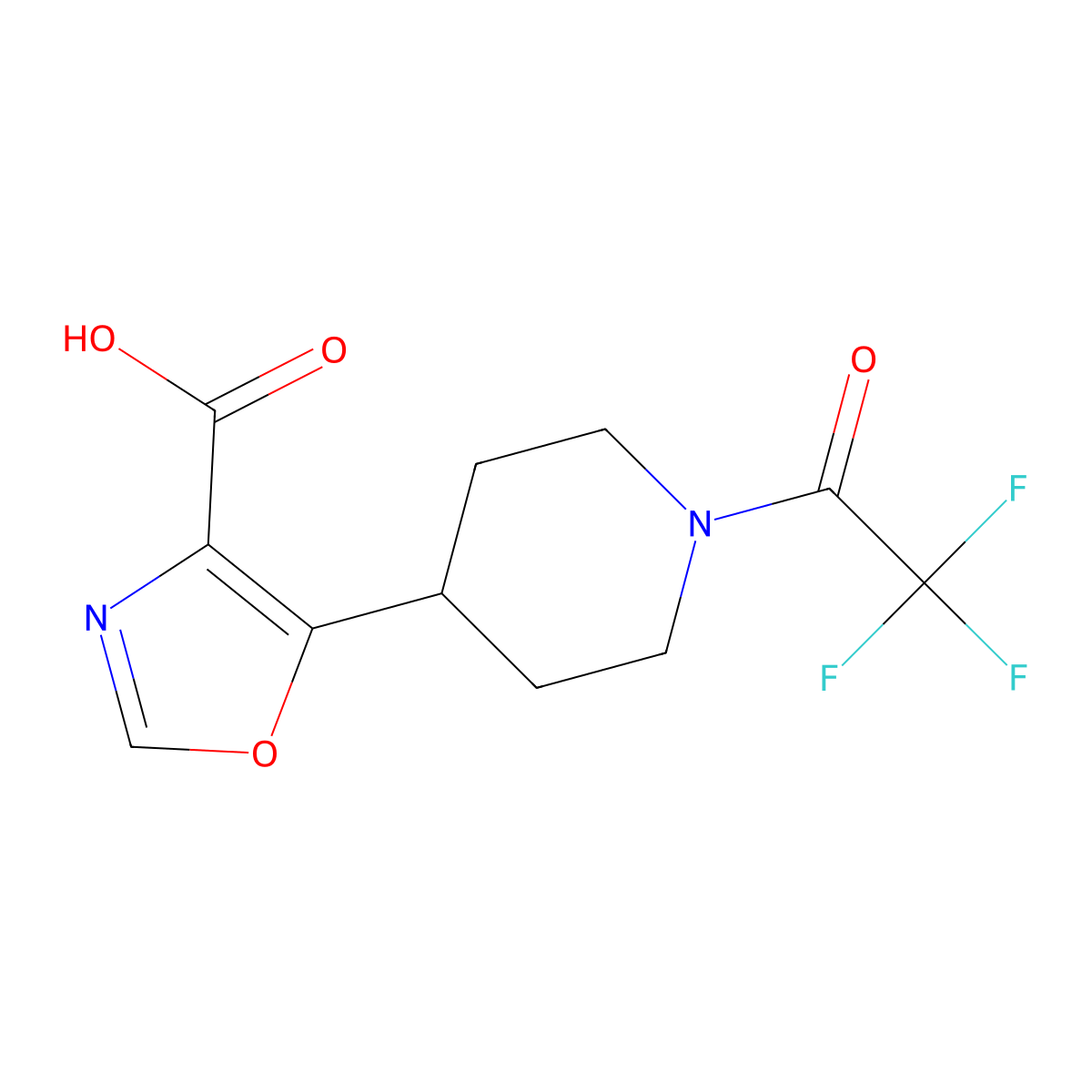 5-[1-(2,2,2-Trifluoroacetyl)piperidin-4-yl]-1,3-oxazole-4-carboxylic acid molecular structure, CAS 2680781-83-1