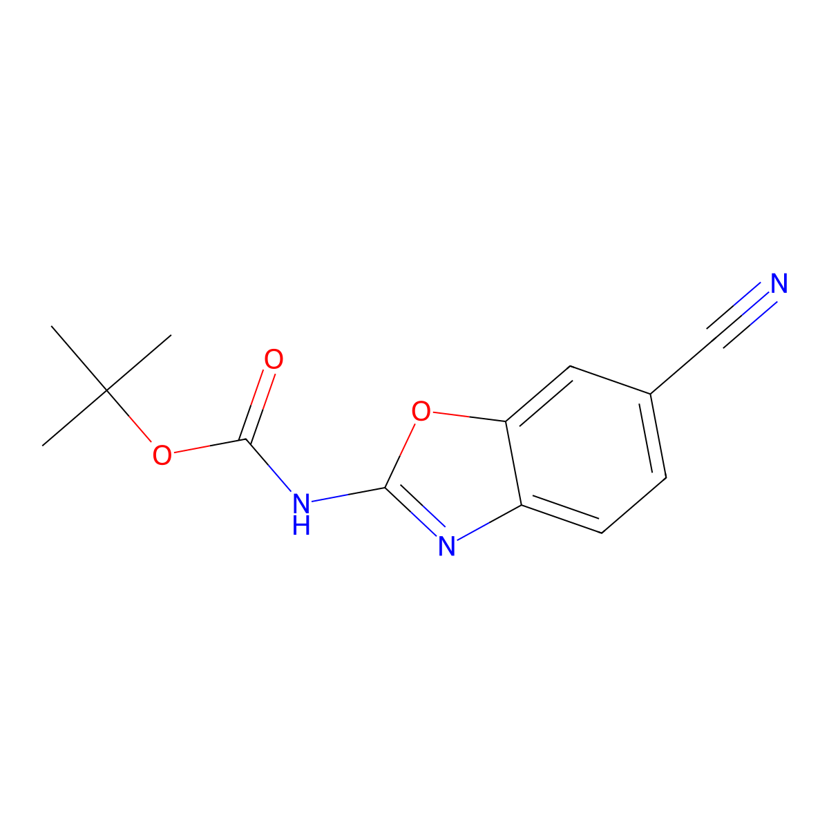 tert-butyl N-(6-cyano-1,3-benzoxazol-2-yl)carbamate molecular structure, CAS 2680781-84-2