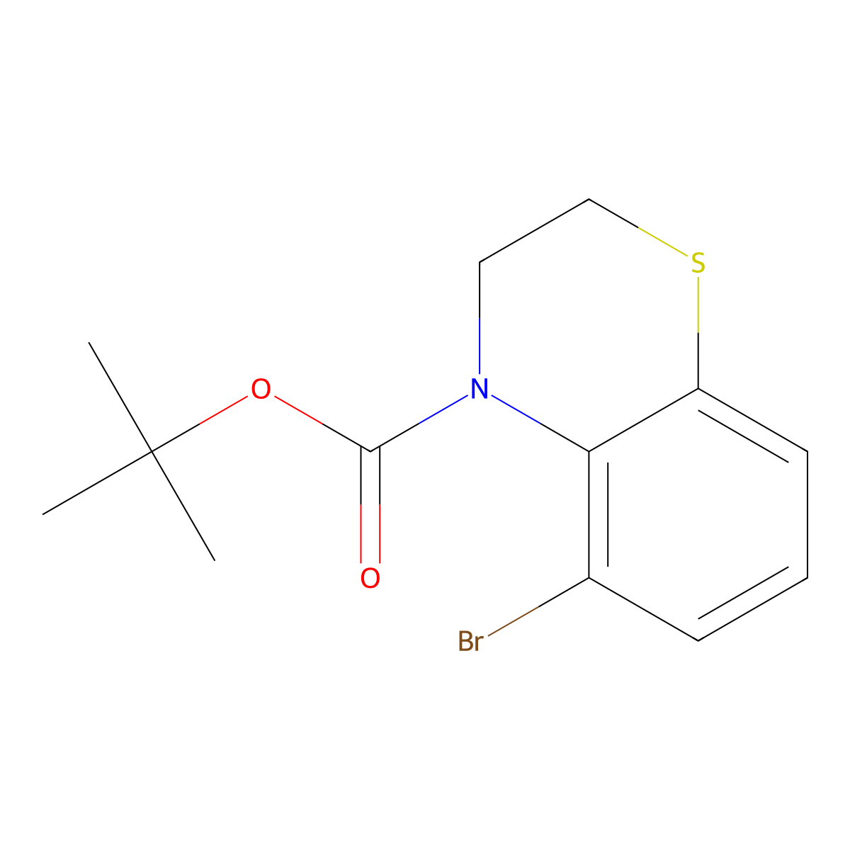 tert-butyl 5-bromo-3,4-dihydro-2H-1,4-benzothiazine-4-carboxylate molecular structure, CAS 2680781-88-6