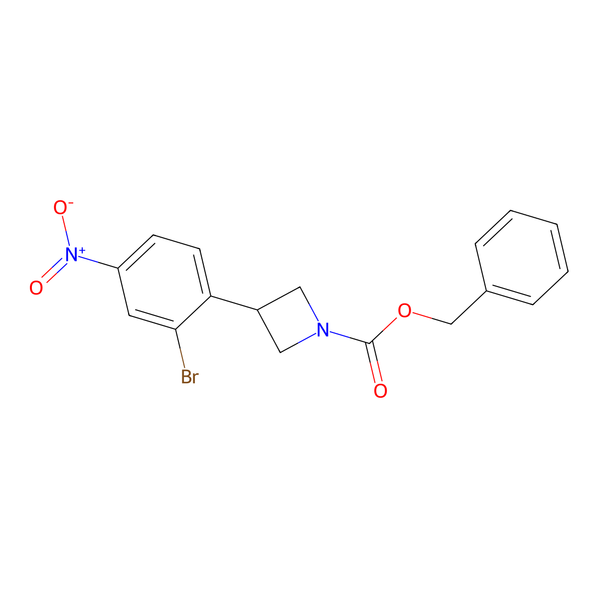 Benzyl 3-(2-bromo-4-nitrophenyl)azetidine-1-carboxylate molecular structure, CAS 2680781-91-1