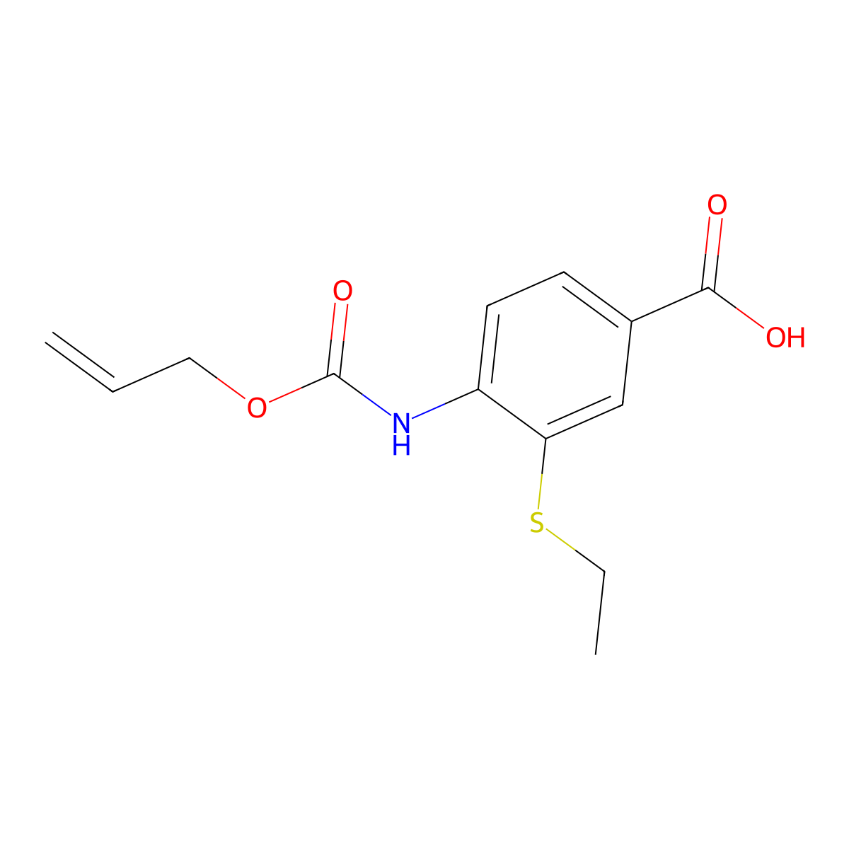 3-(Ethylsulfanyl)-4-{[(prop-2-en-1-yloxy)carbonyl]amino}benzoic acid molecular structure, CAS 2680781-93-3