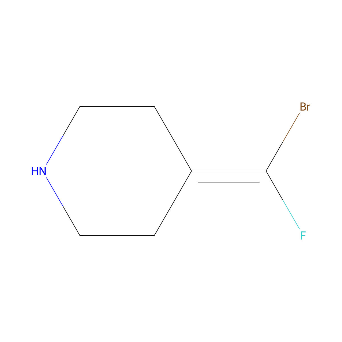 4-[Bromo(fluoro)methylidene]piperidine molecular structure, CAS 2680781-95-5