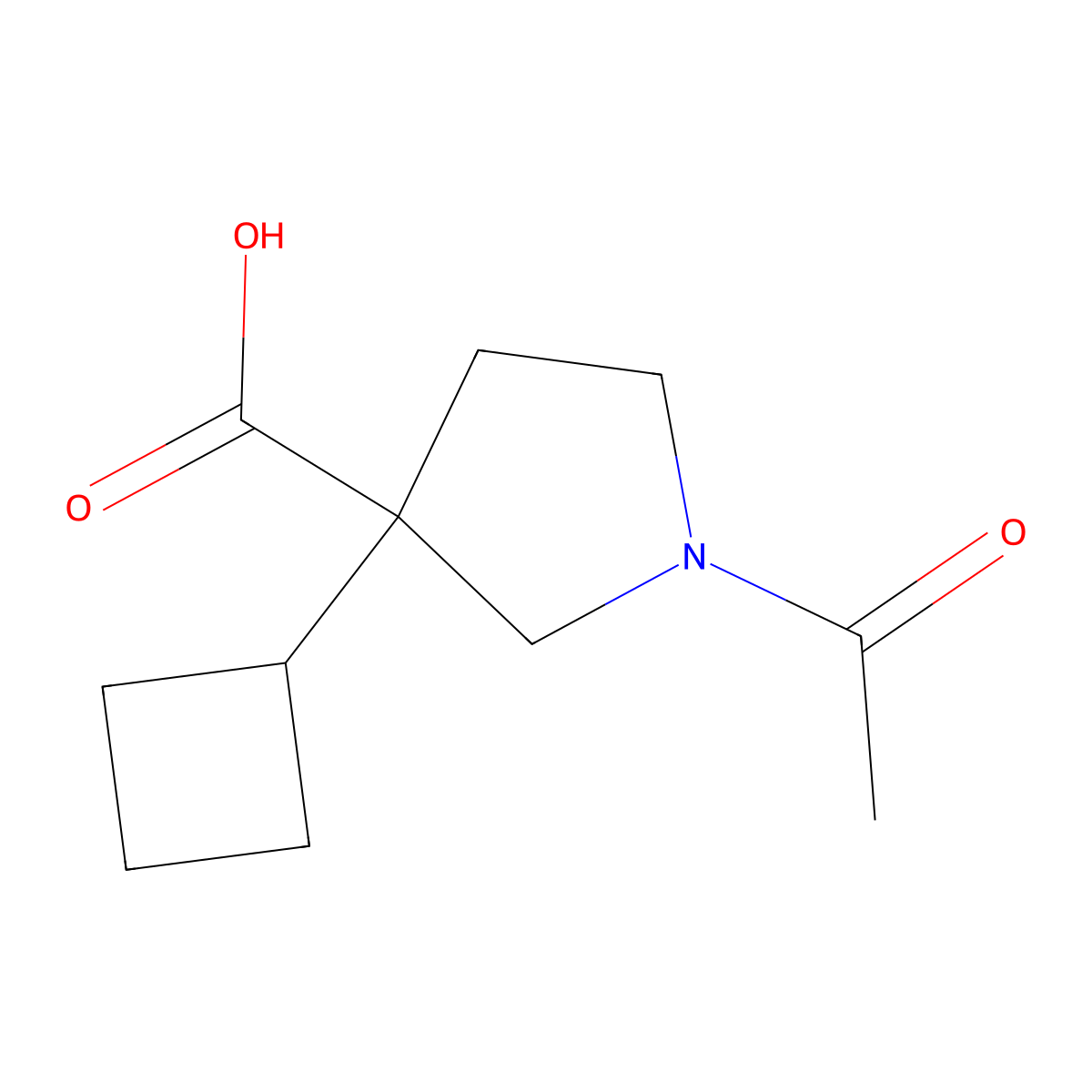 1-Acetyl-3-cyclobutylpyrrolidine-3-carboxylic acid molecular structure, CAS 2680781-97-7