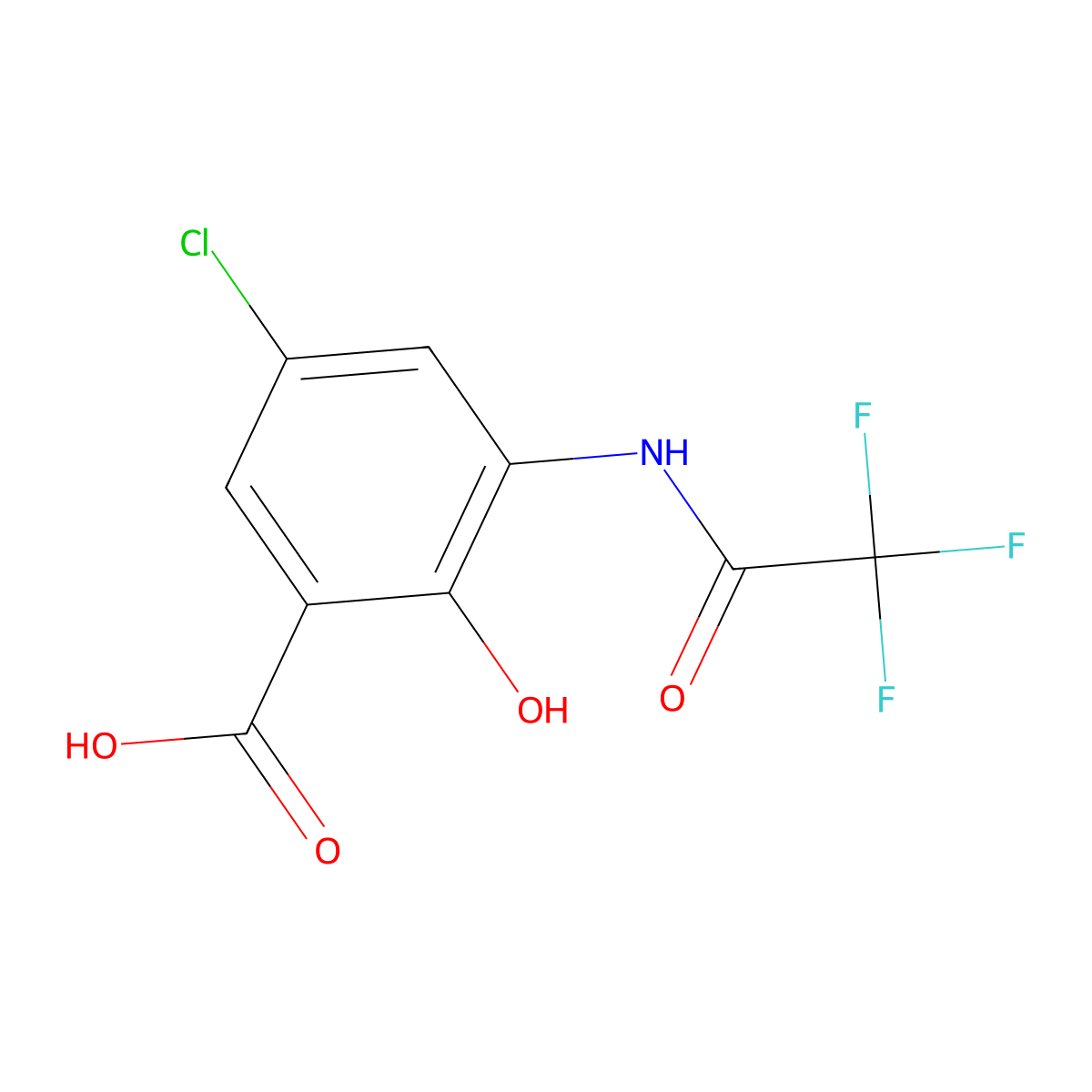 5-Chloro-2-hydroxy-3-(2,2,2-trifluoroacetamido)benzoic acid molecular structure, CAS 2680781-99-9