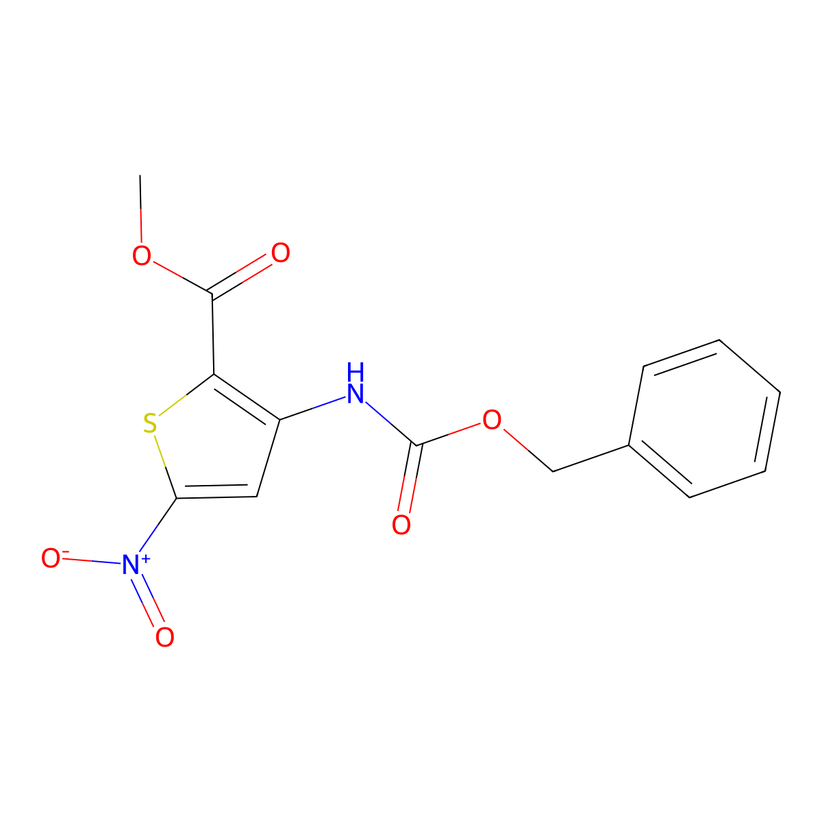 Methyl 3-{[(benzyloxy)carbonyl]amino}-5-nitrothiophene-2-carboxylate molecular structure, CAS 2680782-00-5