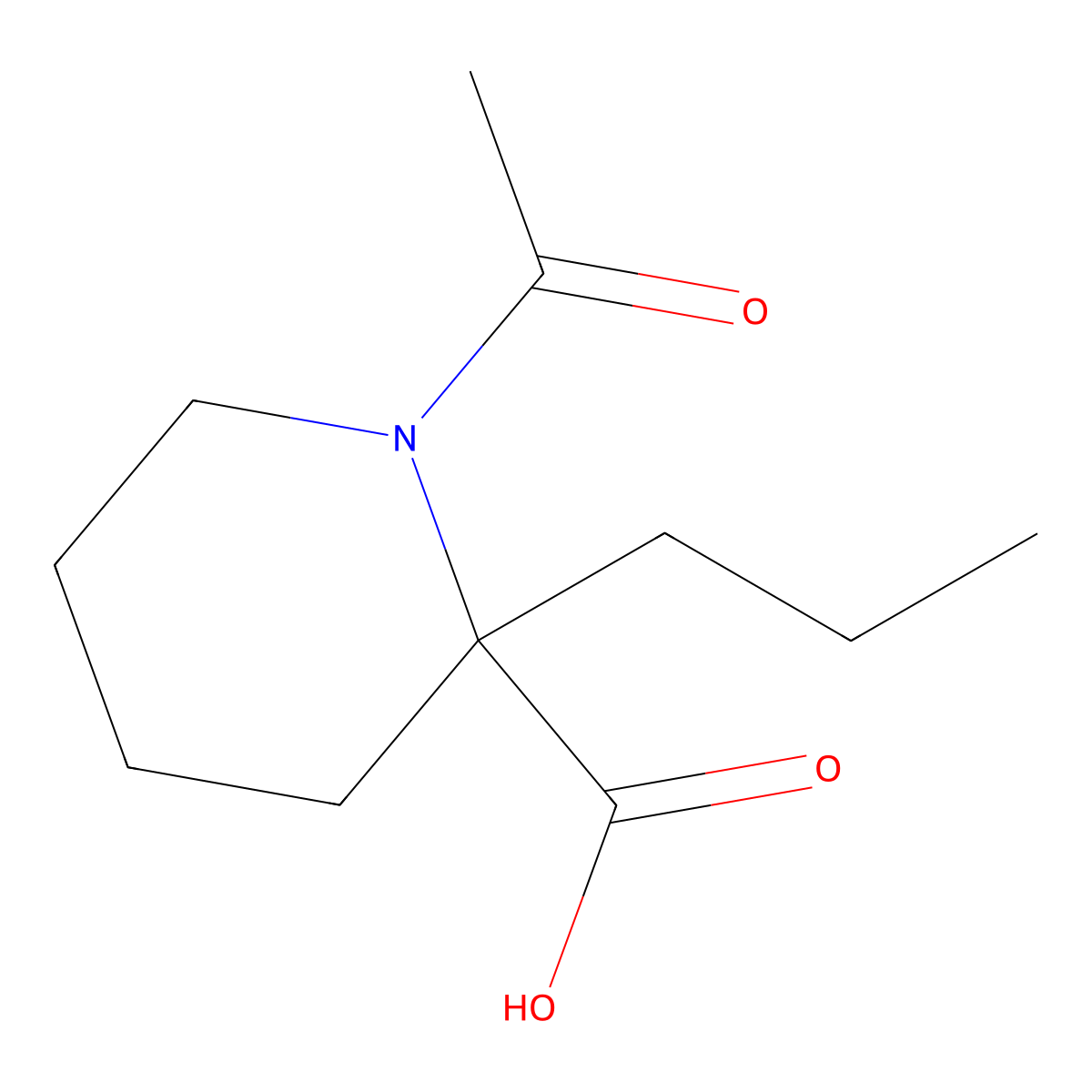 1-Acetyl-2-propylpiperidine-2-carboxylic acid molecular structure, CAS 2680782-01-6