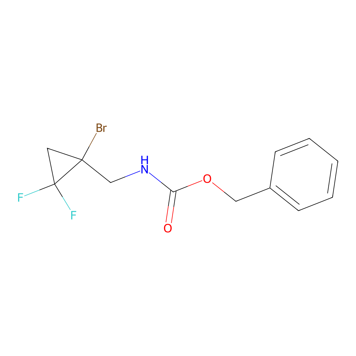 benzyl N-[(1-bromo-2,2-difluorocyclopropyl)methyl]carbamate molecular structure, CAS 2680782-04-9