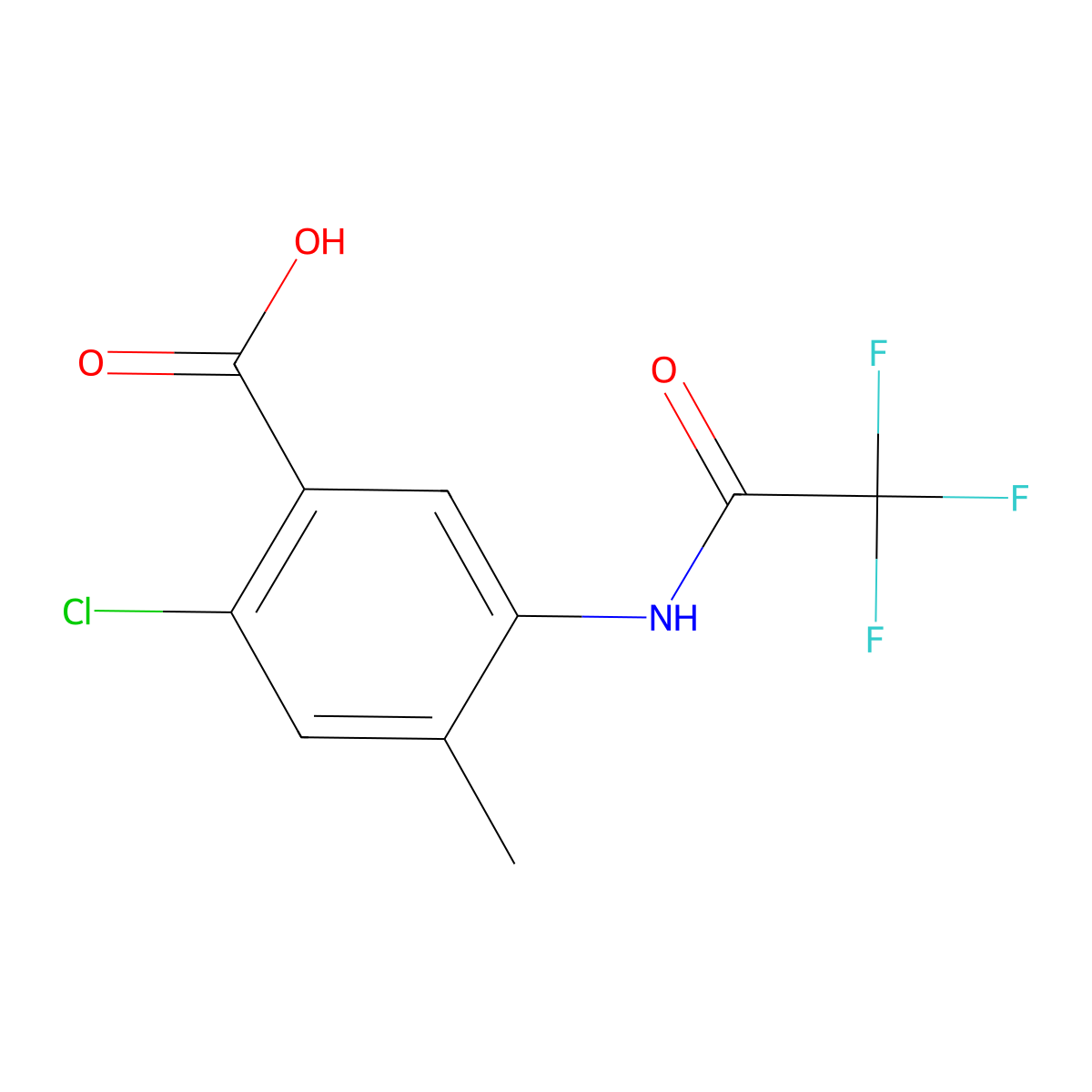 2-Chloro-4-methyl-5-(trifluoroacetamido)benzoic acid molecular structure, CAS 2680782-17-4